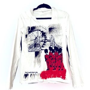 Long Sleeve Top w/Hood size M Custom Art Purchased in England